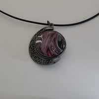 Pink, Black, and White Large Double Pendant