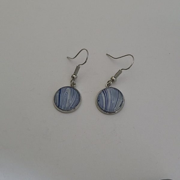 Blue, White, and Silver Earrings