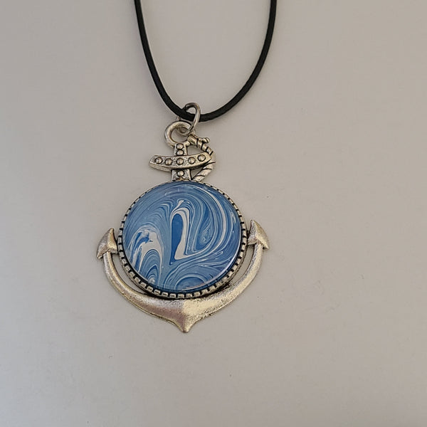 Blue and White Round Anchor Pendant