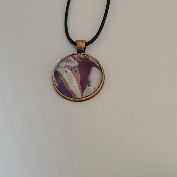 Blue, Purple, and Burgundy Round Pendant