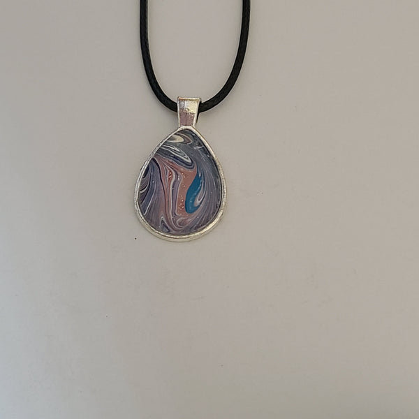 Blue, Purple, and Burgundy Tear Drop Pendant