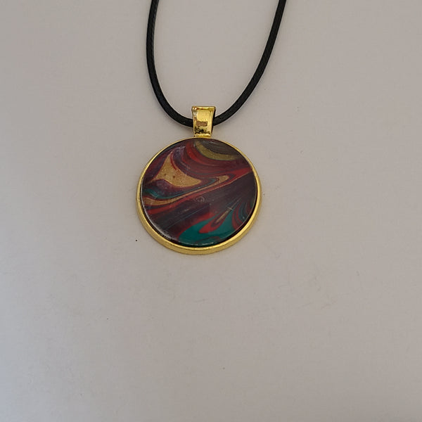 Red, Green and Gold Round Pendant