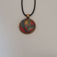 Red, Green and Gold Round Pendant