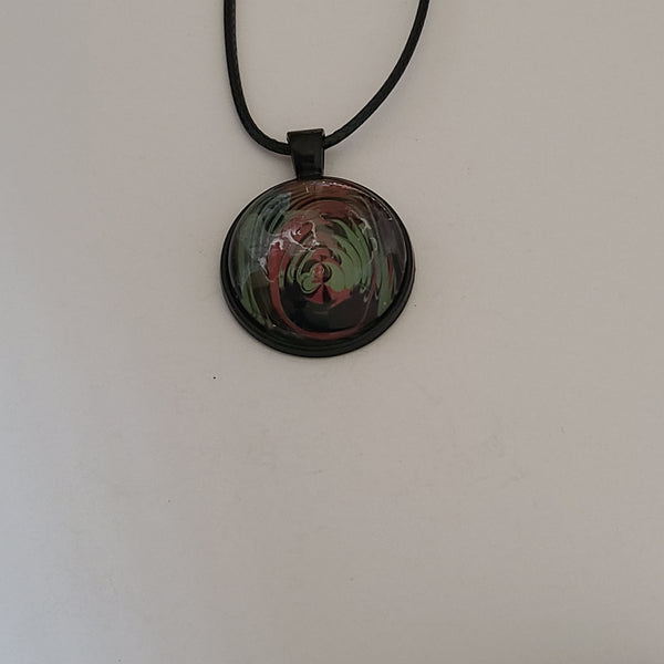 Red, Green, and Black Round Pendant