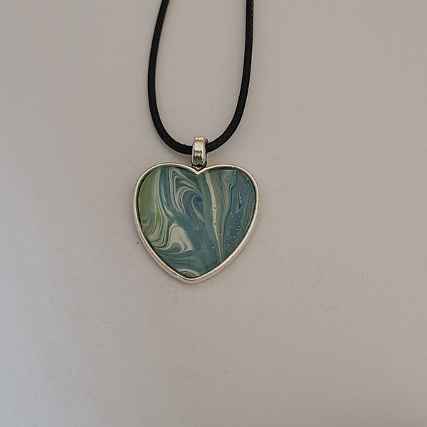 Blue, Green, Pink, and White Heart Pendant