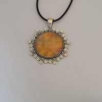Orange, Yellow, and Gold Round Flower Pendant
